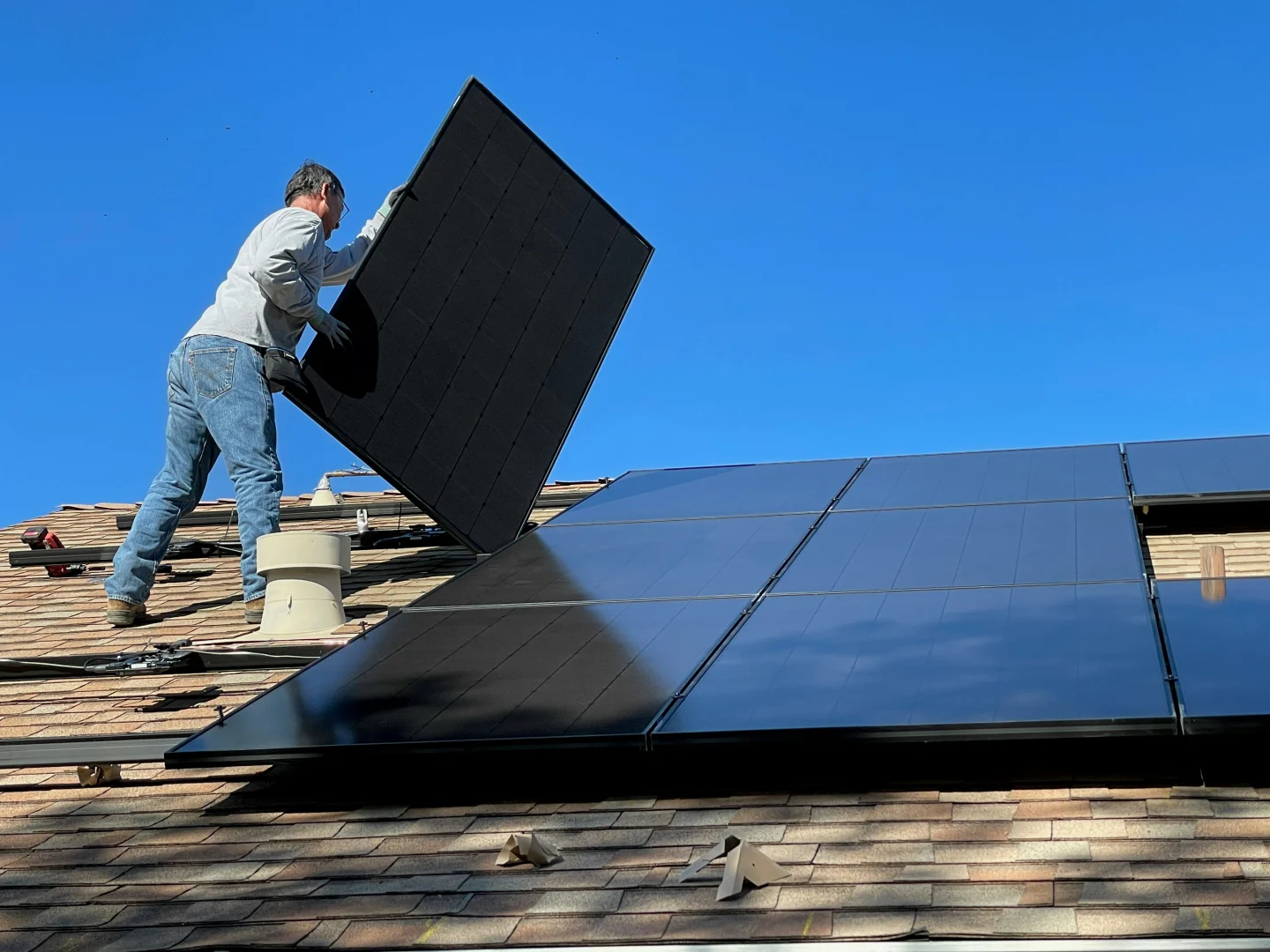 Large-scale solar panel installation
